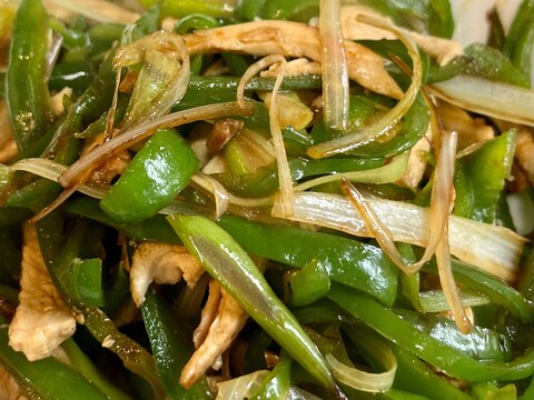 ピーマン・長ネギ・鶏胸肉のオイスターソース炒め